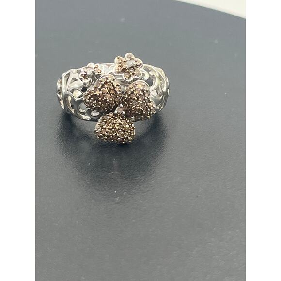 MDJ Michael Drechsler Sterling Silver Diamond Pave Flower Clover Ring Sz 6.5 - Picture 14 of 14